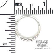 Engraved Natural Diamond 14k White Gold Ring .08ct scale