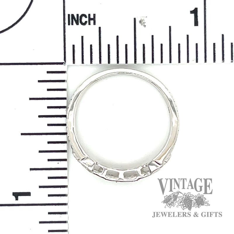 Engraved Natural Diamond 14k White Gold Ring .08ct scale