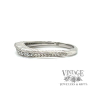 engraved Stackable Natural Diamond 14k white gold ring  left
