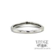 engraved Stackable Natural Diamond 14k white gold ring  back
