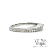 engraved Stackable Natural Diamond 14k white gold ring  right