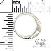 engraved Stackable Natural Diamond 14k white gold ring scale