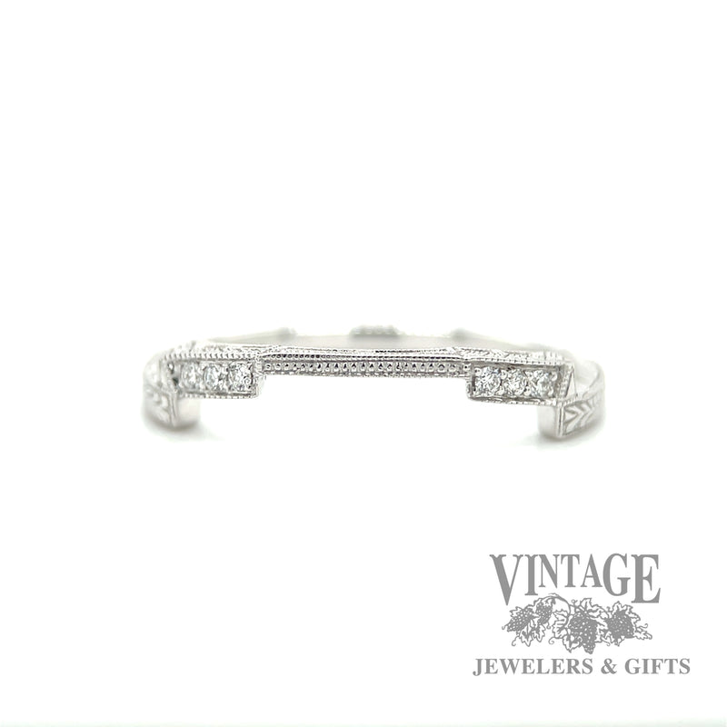 Platform Style Stackable Natural Diamond 14k white Gold Ring