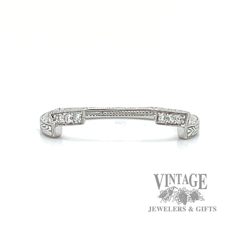 Platform Style Stackable Natural Diamond 14k white Gold Ring