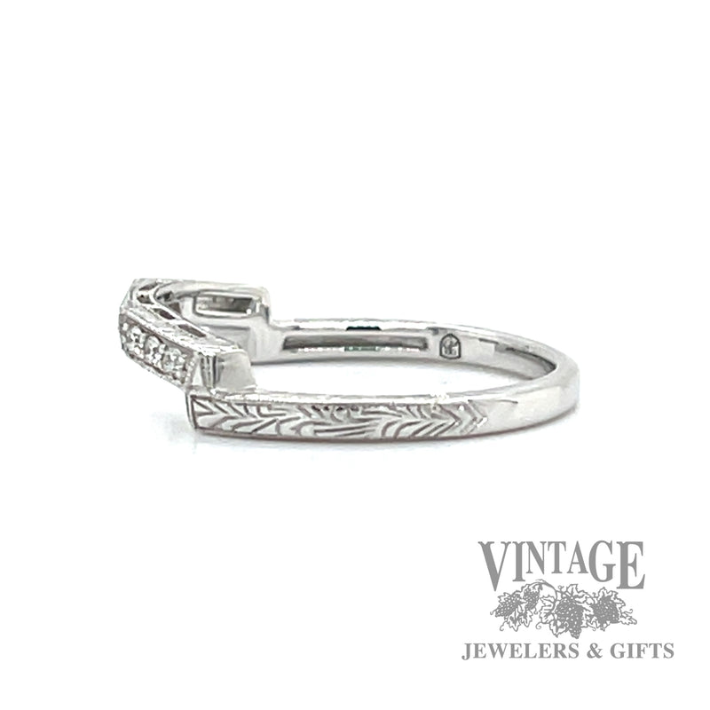 Platform Style Stackable Natural Diamond 14k white Gold Ring