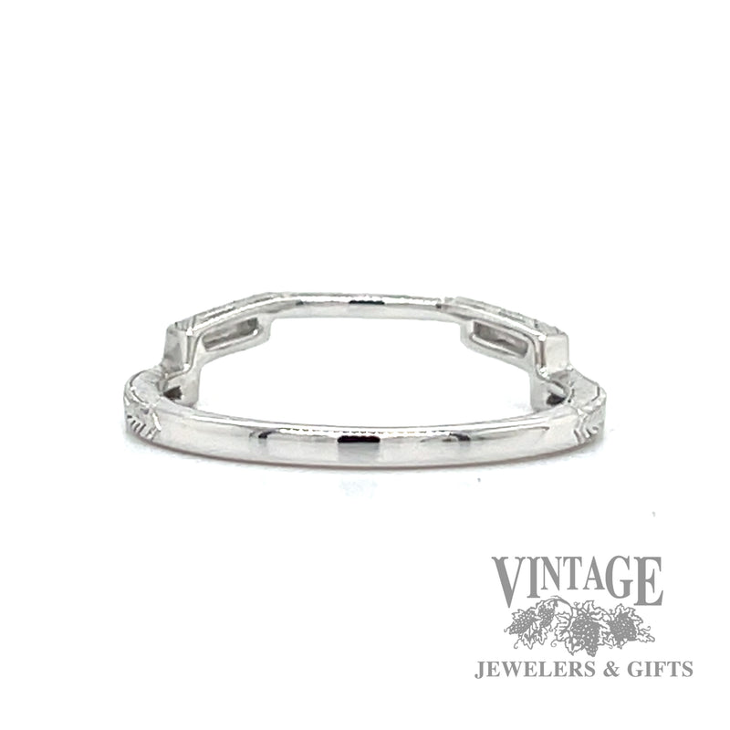 Platform Style Stackable Natural Diamond 14k white Gold Ring