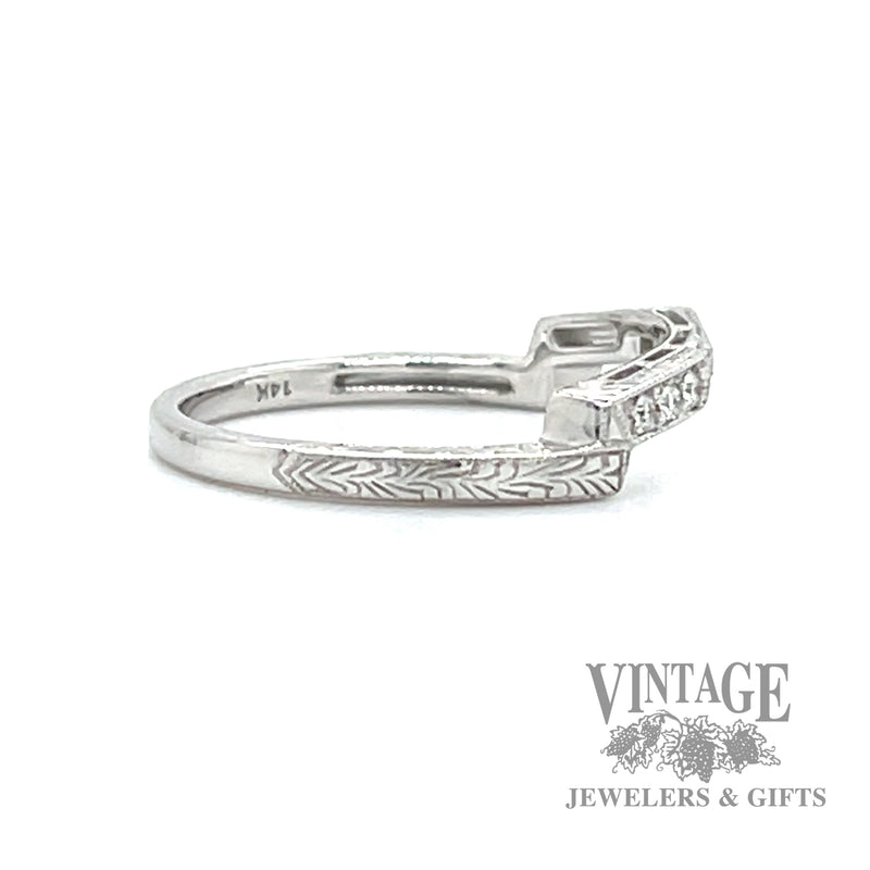 Platform Style Stackable Natural Diamond 14k white Gold Ring