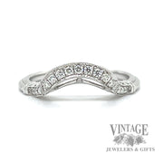 Chevron Style Stackable Natural Diamond 14k White Gold Ring