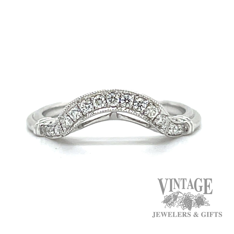Chevron Style Stackable Natural Diamond 14k White Gold Ring