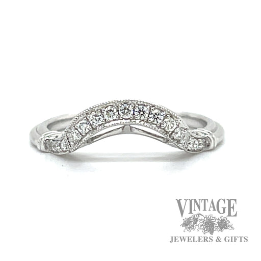 Chevron Style Stackable Natural Diamond 14k White Gold Ring