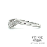 Chevron Style Stackable Natural Diamond 14k White Gold Ring left