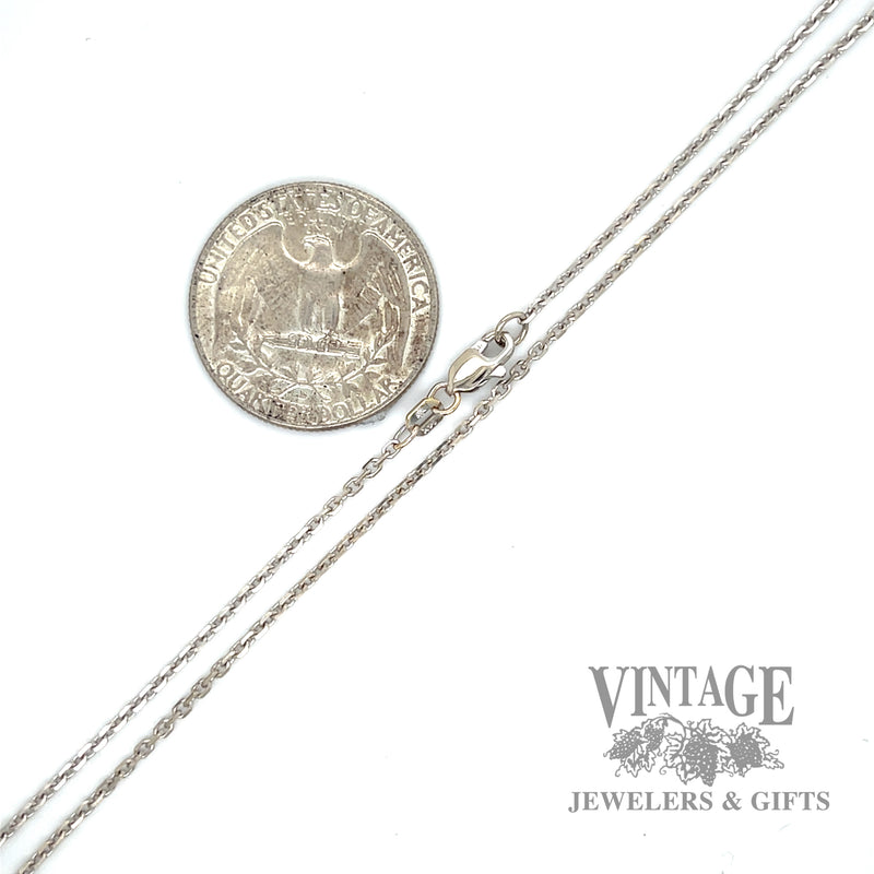 18" Cable link 14k white gold necklace 1mm scale