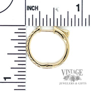 Inside Out Round Small Natural Diamond 14k gold Huggies Earrings scale