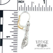 Floral Designed Dangle Style Natural diamond and green tsavorite earrings scale