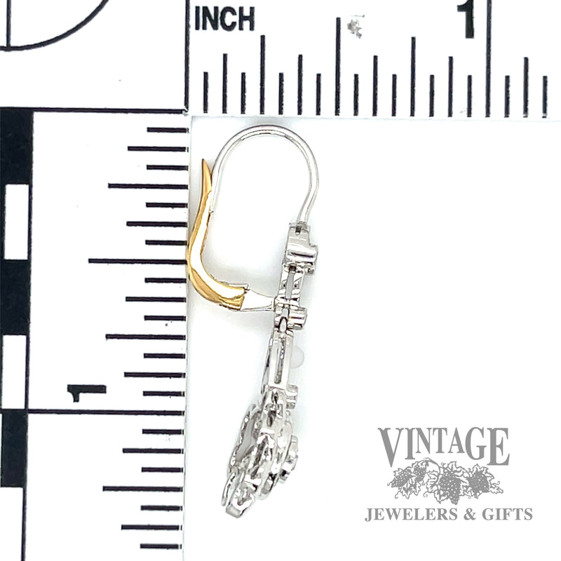 Floral Designed Dangle Style Natural diamond and green tsavorite earrings scale