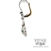 Floral Designed Dangle Style Natural diamond and green tsavorite earrings side