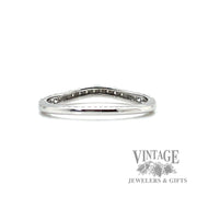 Engraved Stackable Natural Diamond 14k white Gold Ring .03ct back