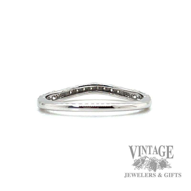 Engraved Stackable Natural Diamond 14k white Gold Ring .03ct back