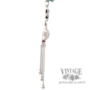 18" Chandelier style natural diamond and ruby 14k white gold pendant necklace right