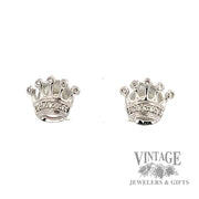 Crown Style natural diamond 14k White Gold Stud Earrings .14ct