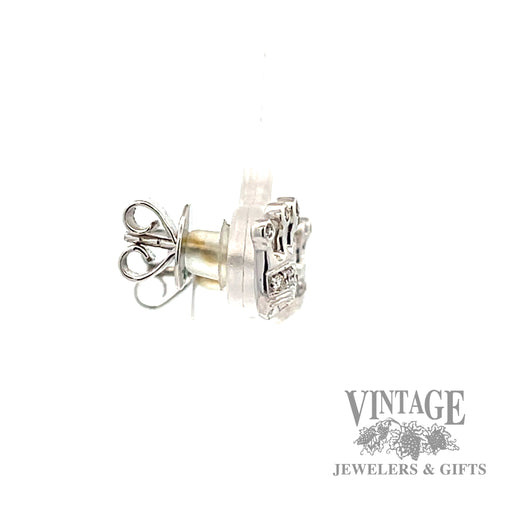 Crown Style natural diamond 14k White Gold Stud Earrings .14ct right