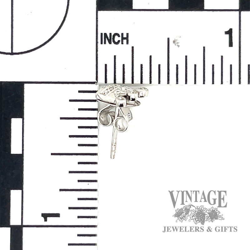 Crown Style natural diamond 14k White Gold Stud Earrings .14ct scale