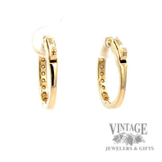 Inside Out Round Small Natural Diamond 14k gold Huggies Earrings back