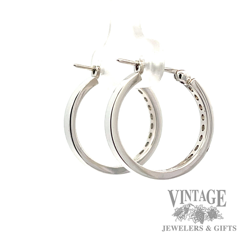 19mm Hoop 14k white gold diamond earrings