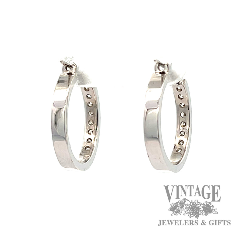 19mm Hoop 14k white gold diamond earrings