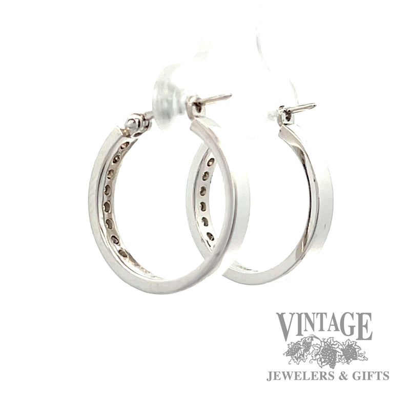 19mm Hoop 14k white gold diamond earrings