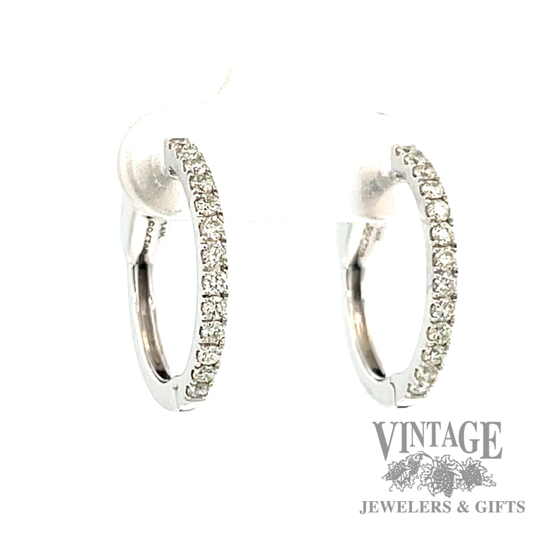 Huggie style natural diamond 14k white gold earrings .5ct