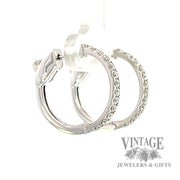 Huggie style natural diamond 14k white gold earrings .5ct right