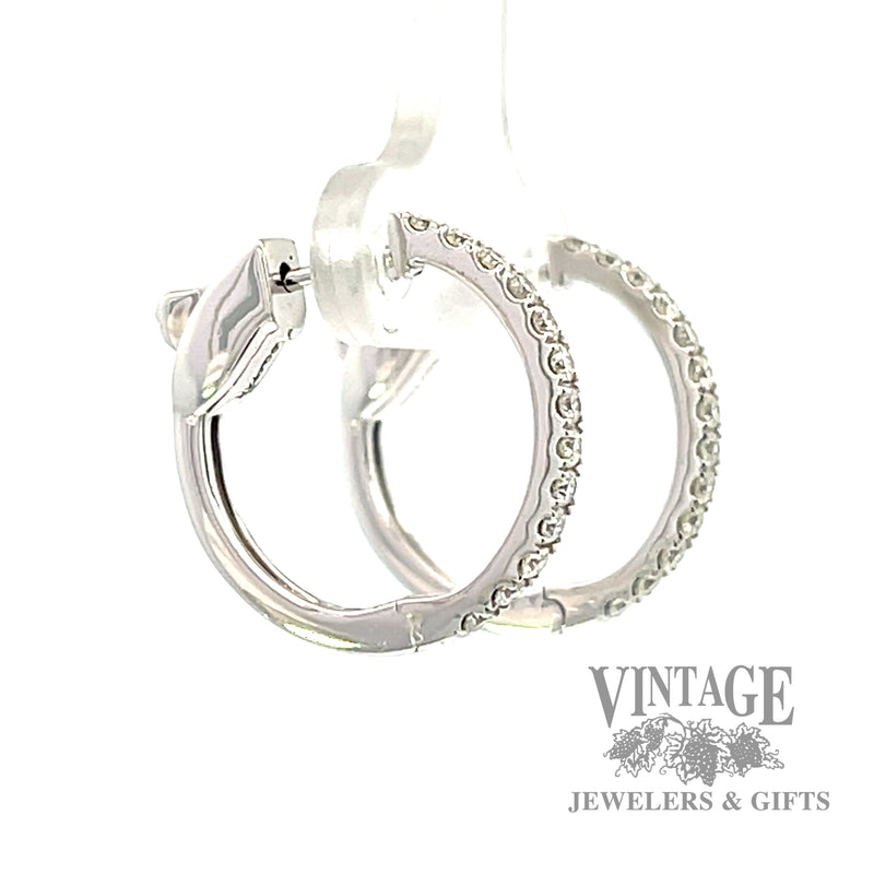 Huggie style natural diamond 14k white gold earrings .5ct right