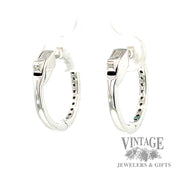 Huggie style natural diamond 14k white gold earrings .5ct back