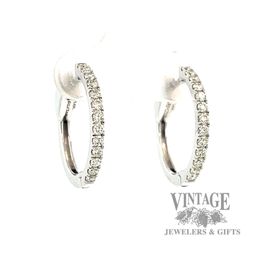 Huggie style natural diamond 14k white gold earrings .5ct