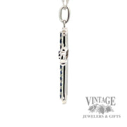 18" cross shaped natural diamond and blue sapphire necklace .7ctw  side