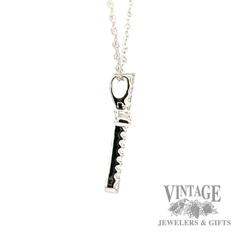 18" twisted cable link natural diamond necklace with cross shaped 14k white gold pendant .2ctw right