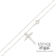 18" twisted cable link natural diamond necklace with cross shaped 14k white gold pendant .2ctw clasp