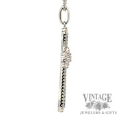 18" cable link natural diamond necklace with cross shaped 14k white gold pendant .33ctw right