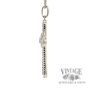 18" cable link natural diamond necklace with cross shaped 14k white gold pendant .33ctw left