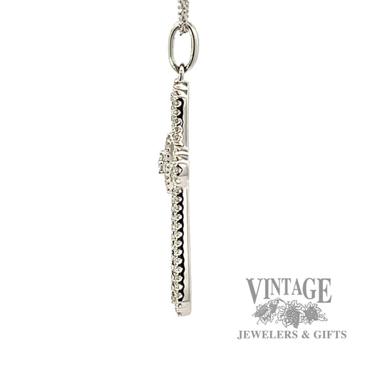 18" cable link natural diamond necklace with cross shaped 14k white gold pendant .33ctw left