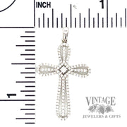 18" cable link natural diamond necklace with cross shaped 14k white gold pendant .33ctw scale