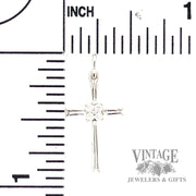 18" twisted cable link natural diamond necklace with cross shaped 14k white gold pendant .06ctw scale