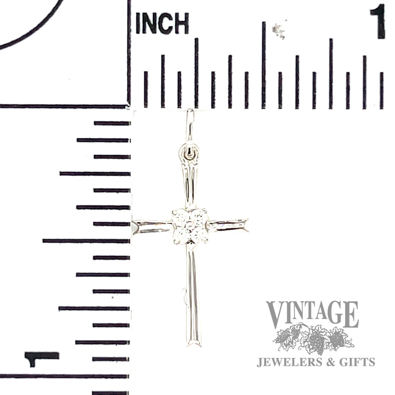 18" twisted cable link natural diamond necklace with cross shaped 14k white gold pendant .06ctw scale