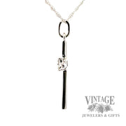 18" twisted cable link natural diamond necklace with cross shaped 14k white gold pendant .06ctw left