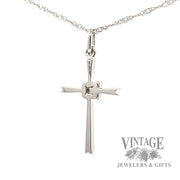Cross 14k white gold and diamond 18" necklace back
