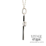 Cross 14k white gold and diamond 18" necklace.