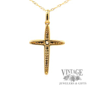 18" twisted cable link natural diamond necklace with cross shaped 14k  gold pendant .25ctw back