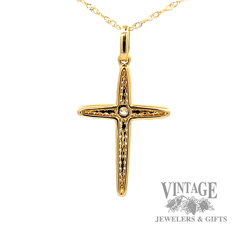 18" twisted cable link natural diamond necklace with cross shaped 14k  gold pendant .25ctw back