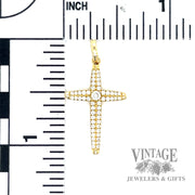 18" twisted cable link natural diamond necklace with cross shaped 14k  gold pendant .25ctw scale